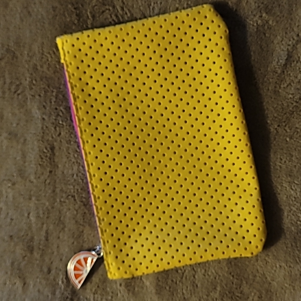 Ipsy Makeup Bag Yellow Orange Charm Mesh
